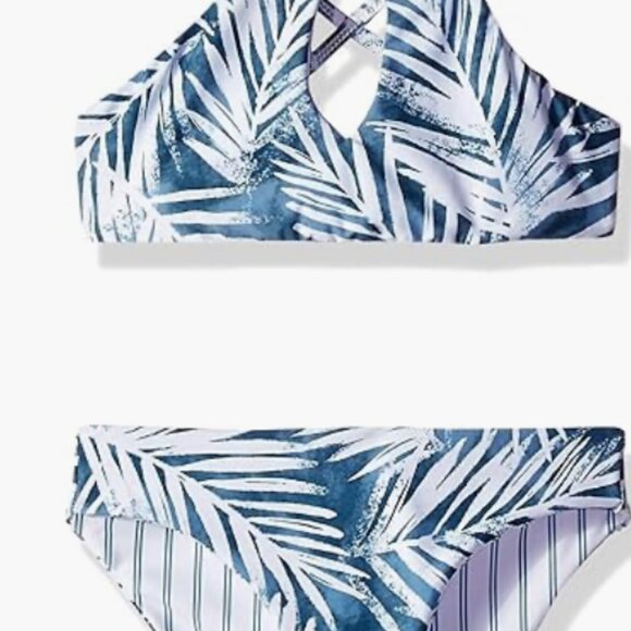 Splendid Girls' Crisscross High Neck Bikini Top and Retro Bottom Set 10 7822